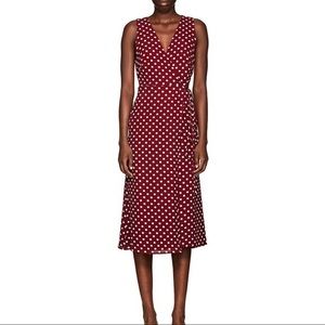 Polka Dot Hammered Crepe Wrap Dress